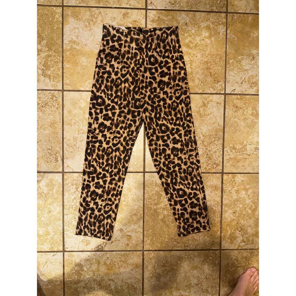 Reformation Marlon Leopard High Rise Straight Leg Pants Brown Animal Size 4